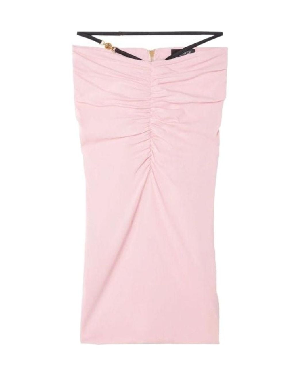 Versace Pink Strap-Detail High-Waisted Skirt