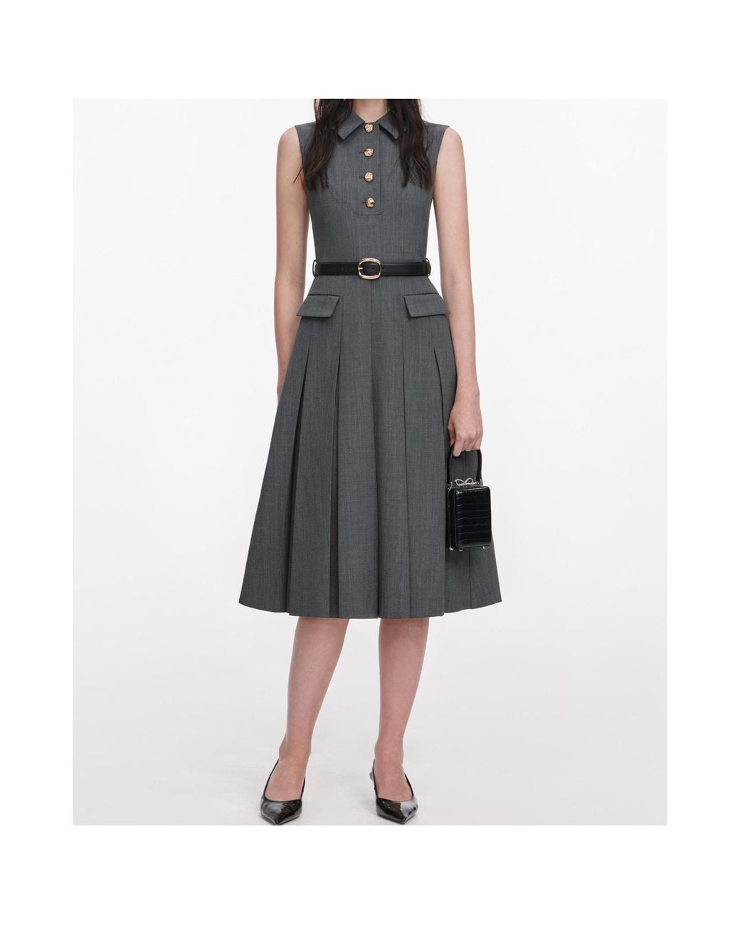Self-Portrait Gray Sleeveless Dress