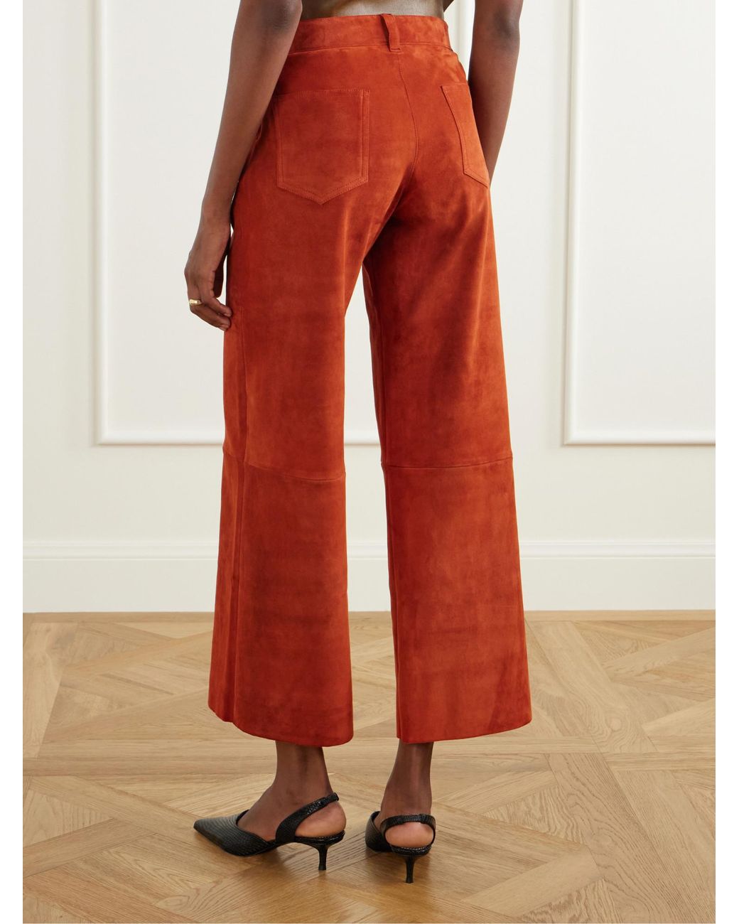Stouls Orange Lilou Suede Wide-Leg Pants