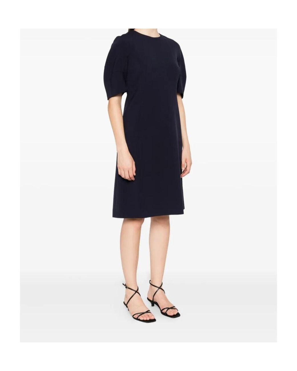 Peserico Black Puff-Sleeve Midi Dress