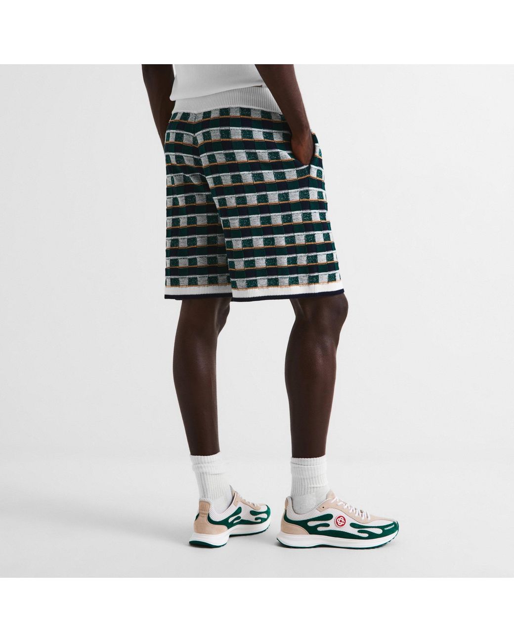 Casablanca Green Crochet Mosaic Shorts for men