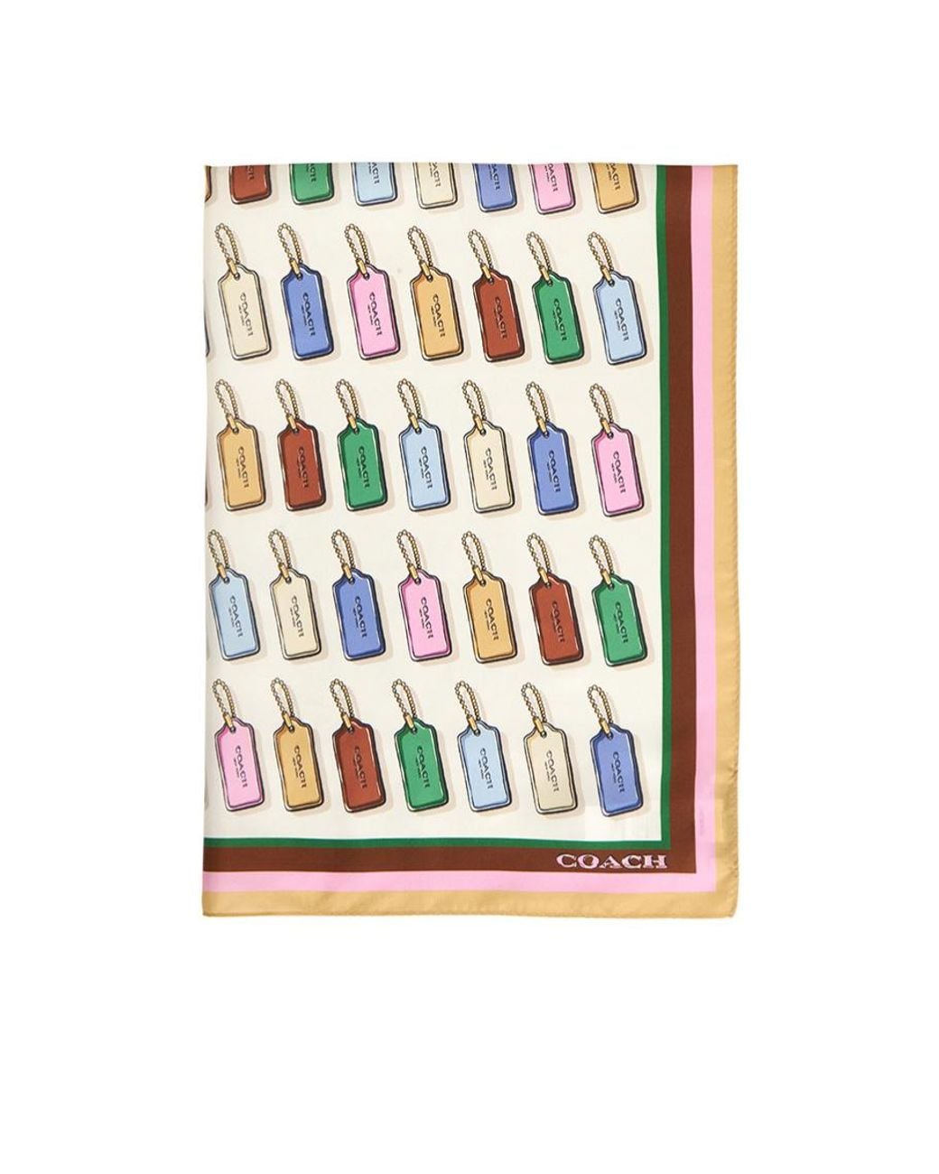 COACH White Printed Silk Scarf