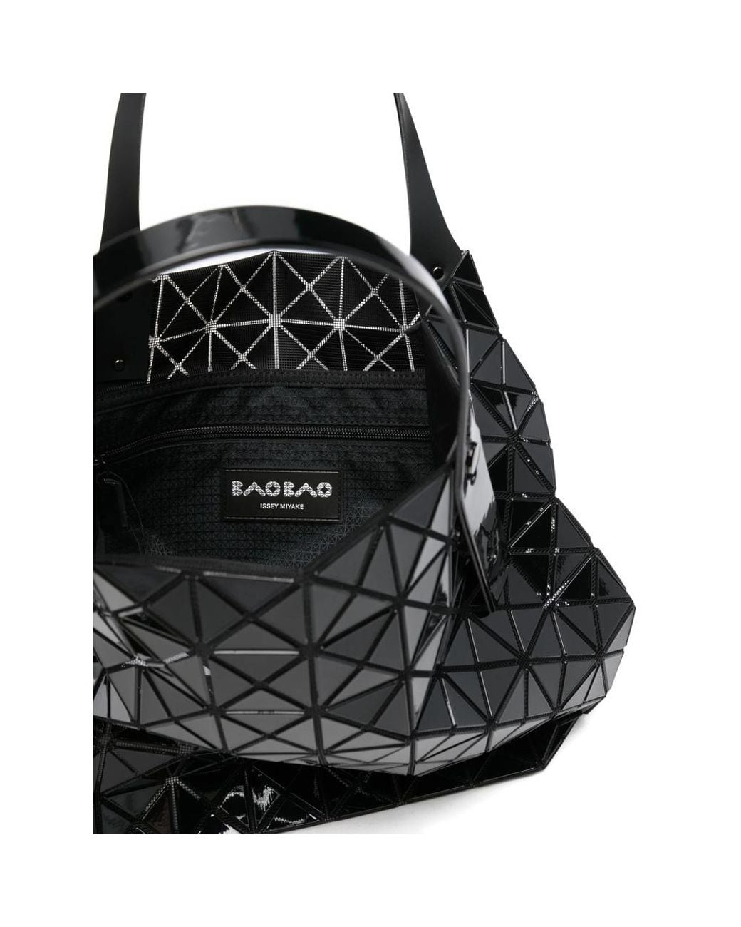 Issey Miyake Black Geometric Patterned Top Handle Bag