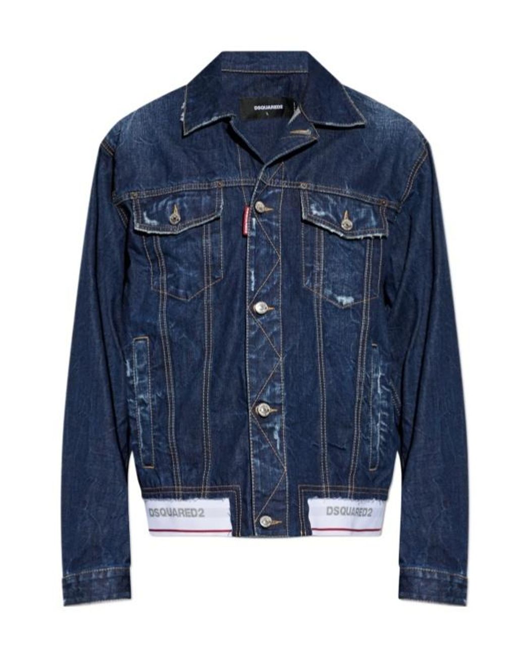 DSquared² Blue Buttoned Distressed Denim Jacket for men