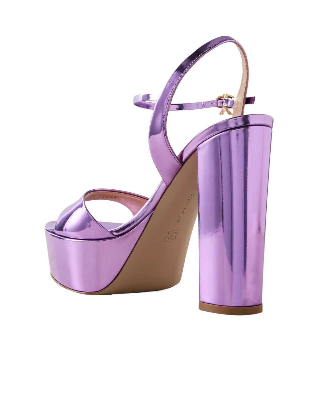 Gianvito Rossi Purple Mirrored-Leather Platform Sandals