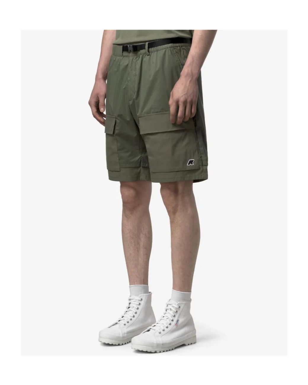 K-Way Green Berger Belted Shorts for men