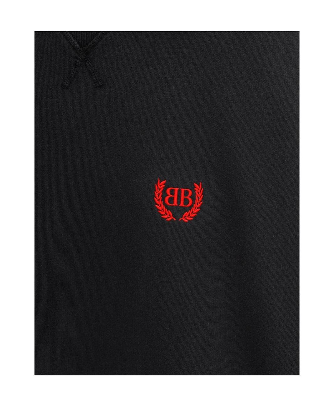 Balenciaga Black Bb Logo Embroidered Distressed Sweatshirt