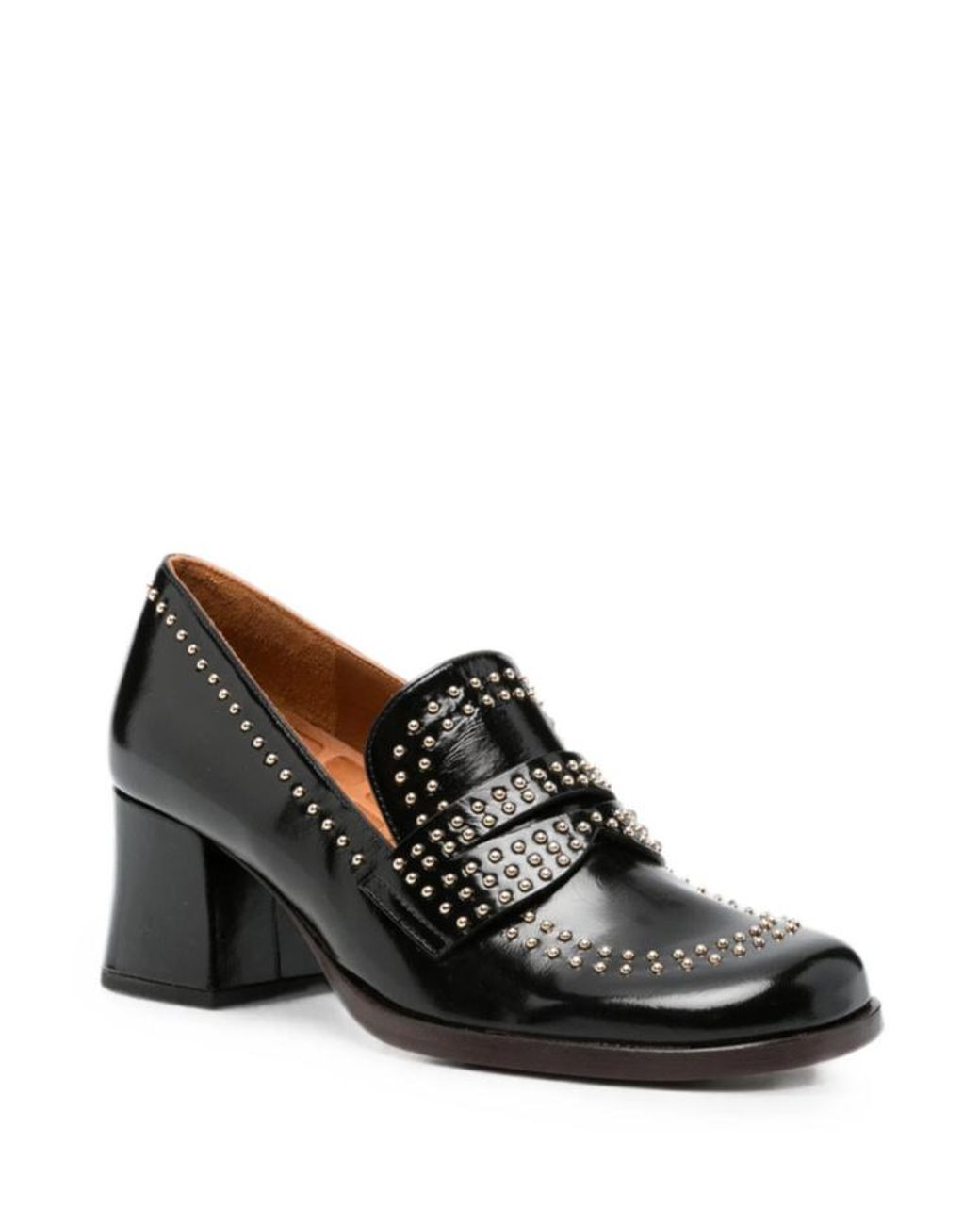 Chie Mihara Black Stud-Embellished Leather Loafers