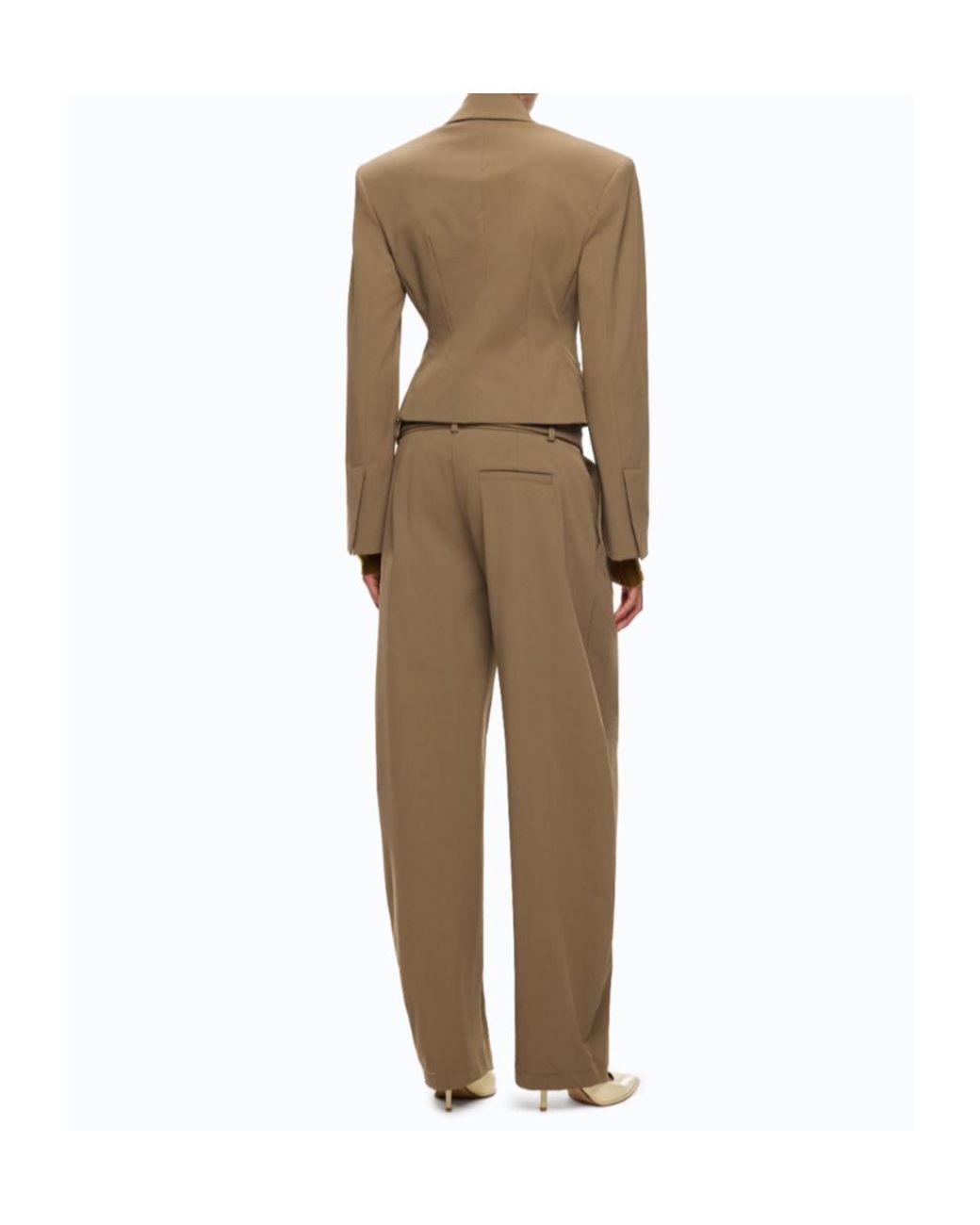 Pinko Natural Cropped Single-Breasted Blazer