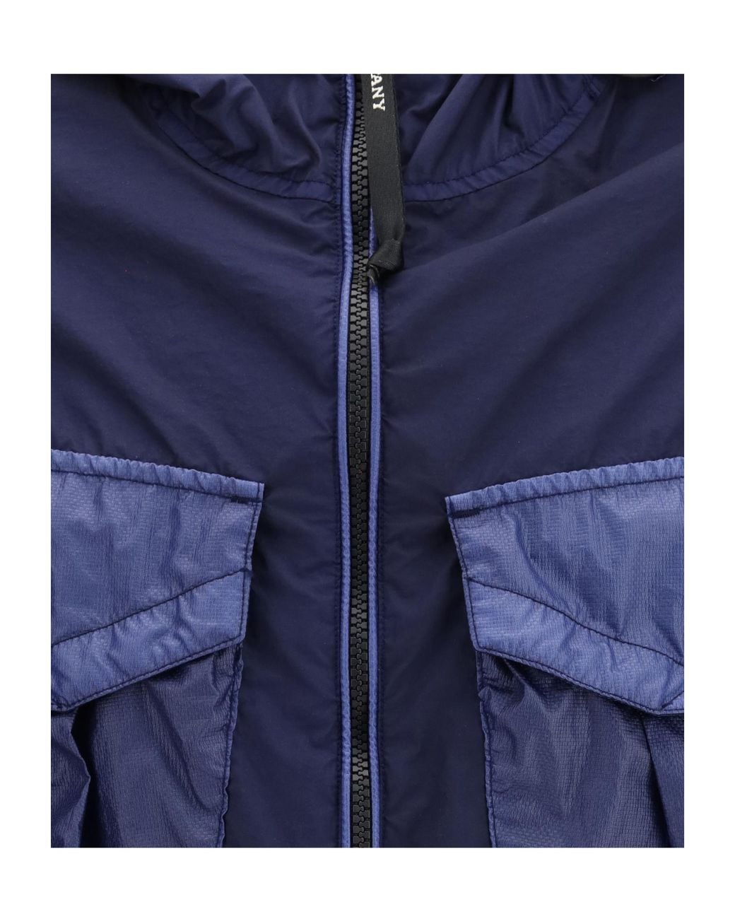 C P Company Blue Bi-Tm Mixed Goggle Hooded Jacket for men