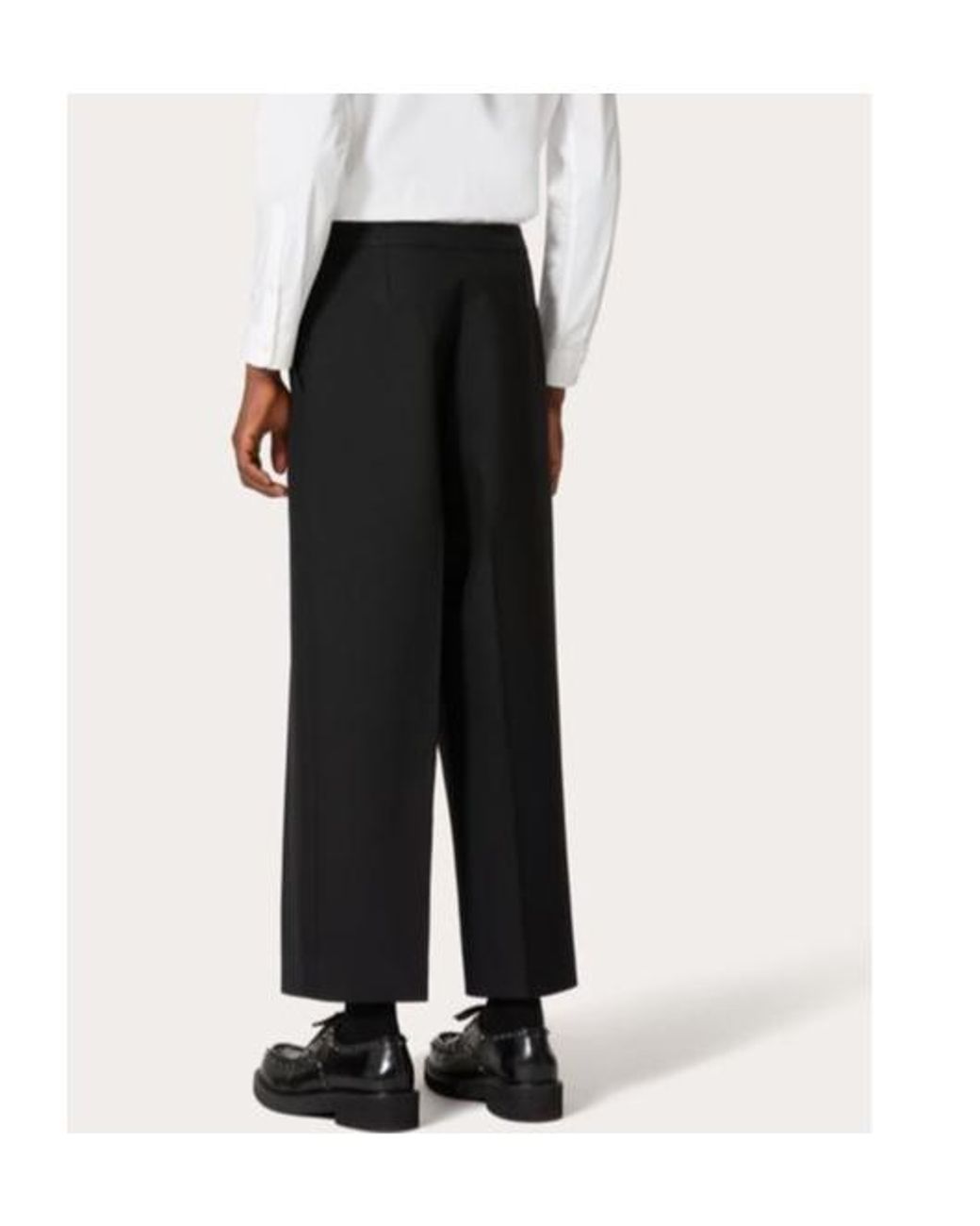 Valentino Black Pleat Detailed Cropped Pants for men
