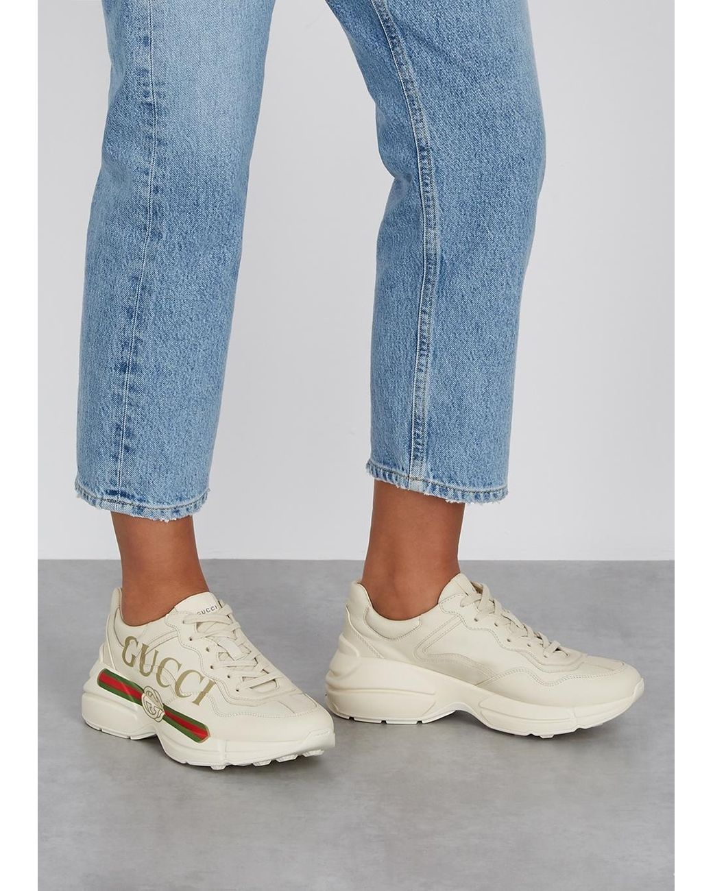Gucci White Rhyton Sneakers