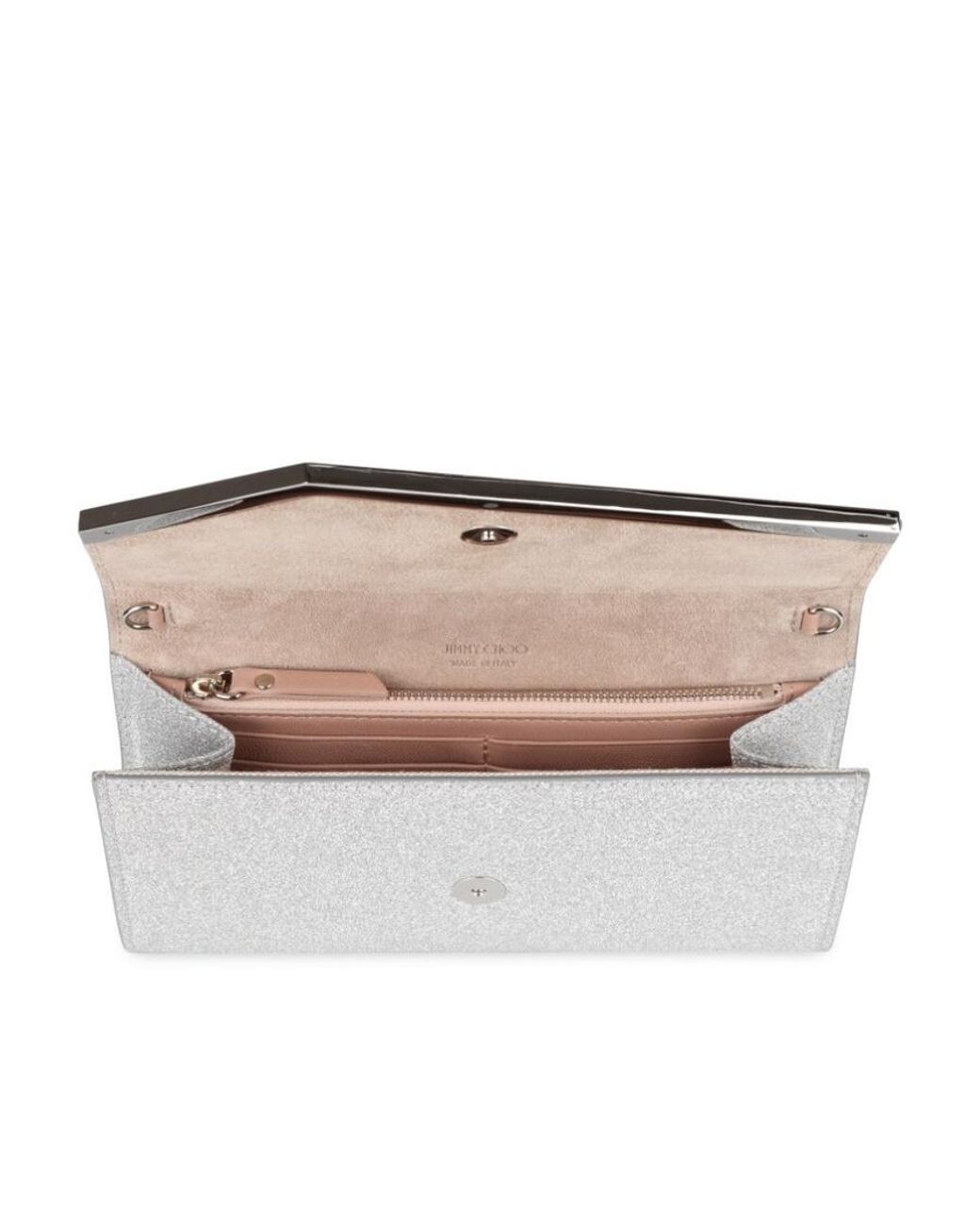 Jimmy Choo Gray Emmie Glitter Clutch Bag