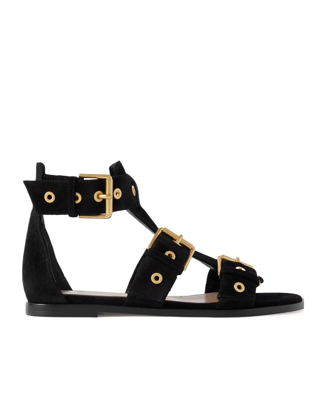 Gianvito Rossi Black Buckled Suede Sandals