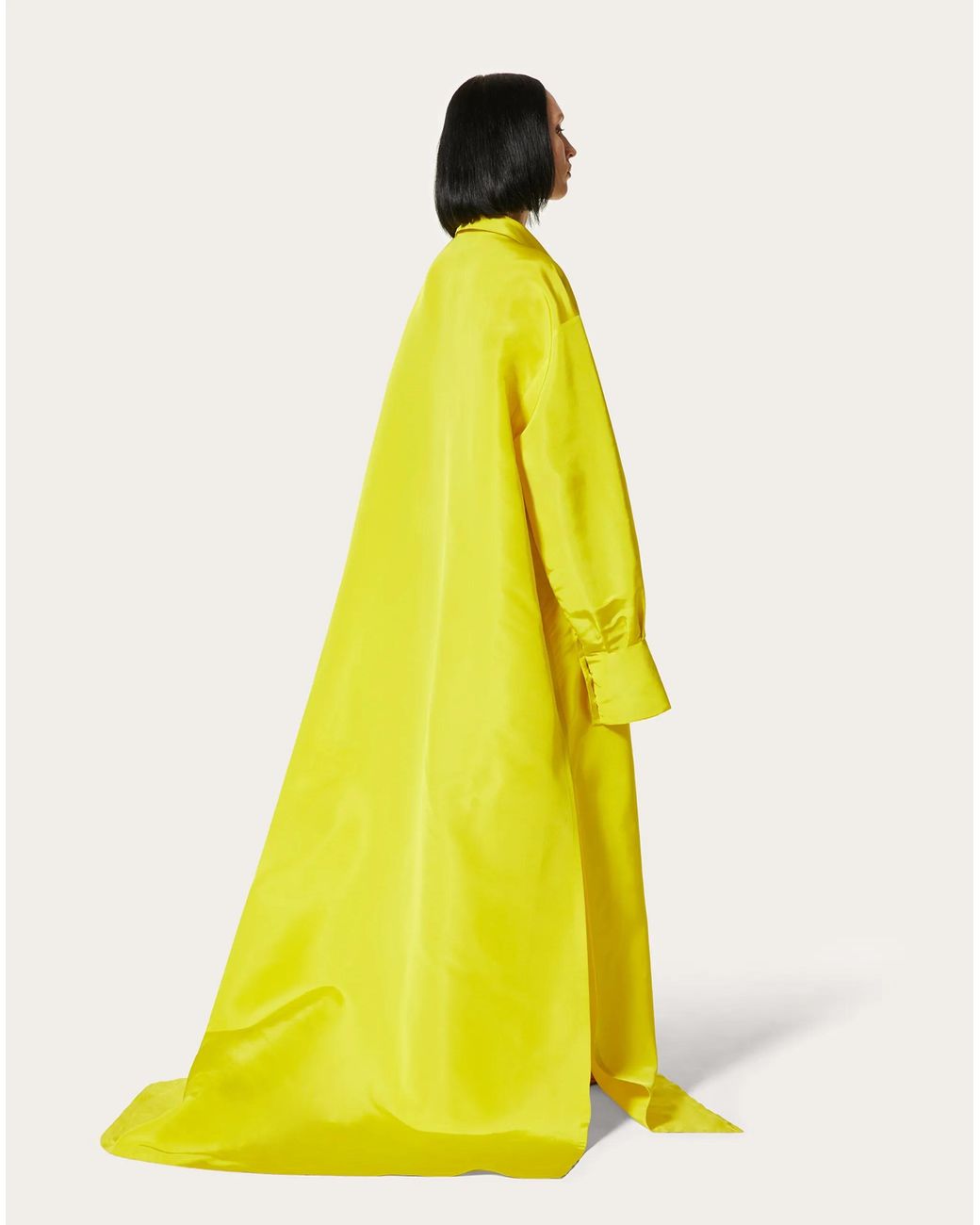 Valentino Yellow Button Long-Sleeved Dress