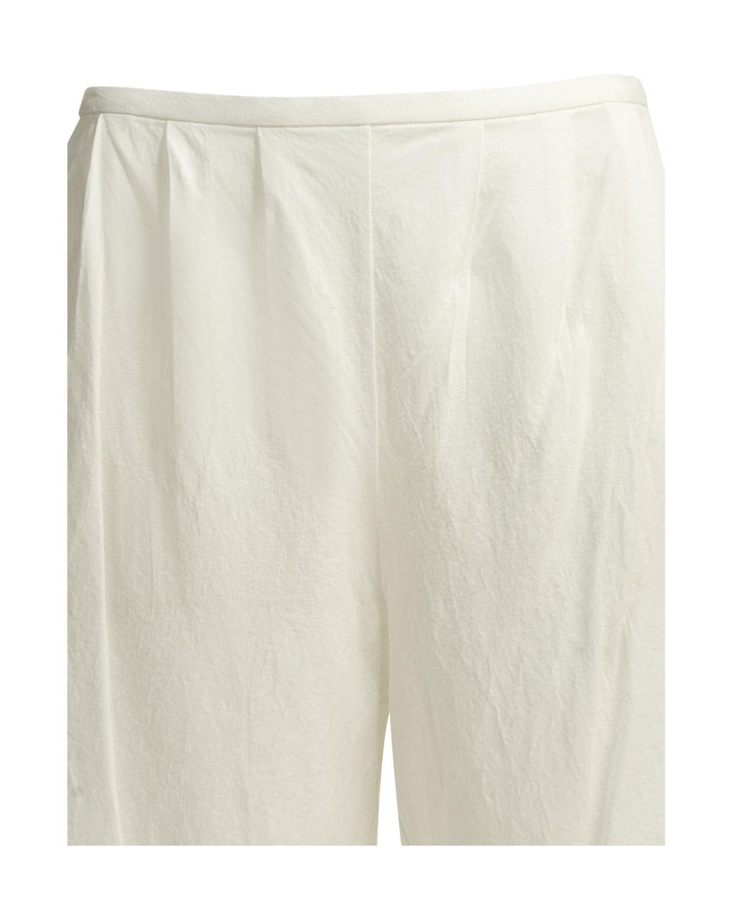 Khaite White Poppy Pleated Knee-Length Shorts