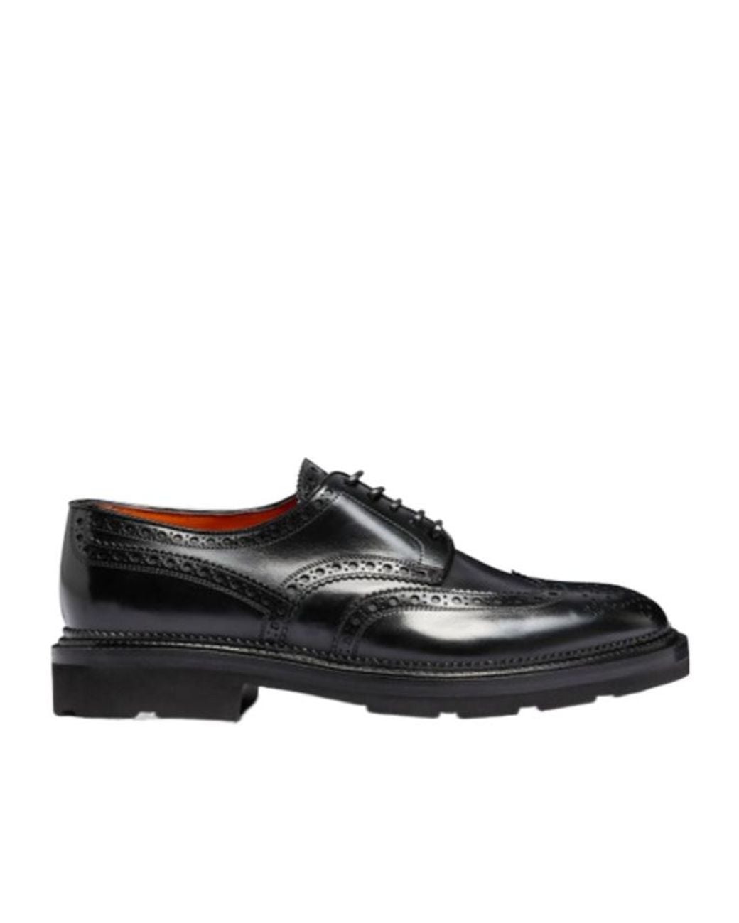 Santoni Black Brogue Lace-Up Shoes for men