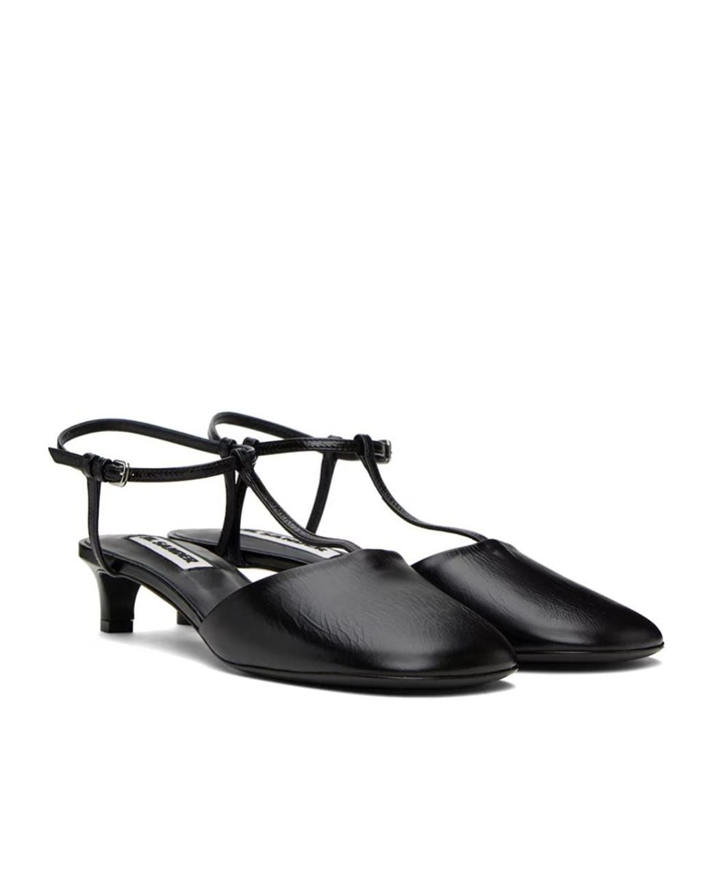 Jil Sander Black T-Bar Square Toe Pumps