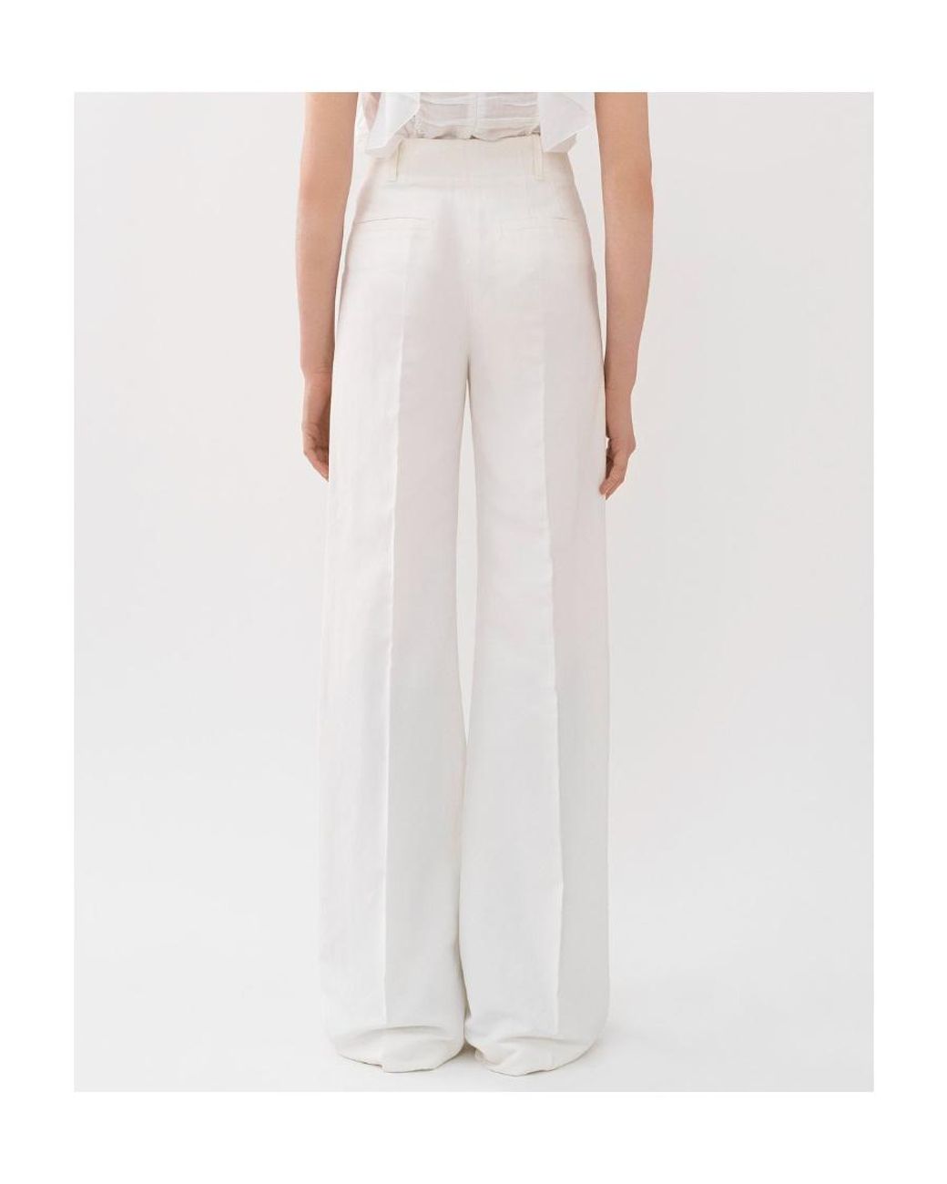Chloé White Chloé High-Waisted Wide Leg Trousers