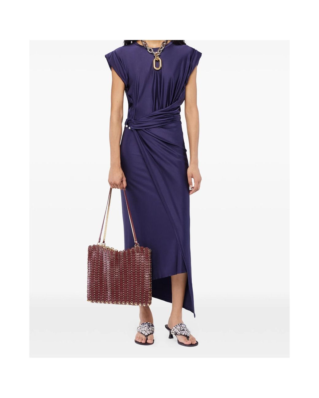 Rabanne Blue Draped Midi Dress