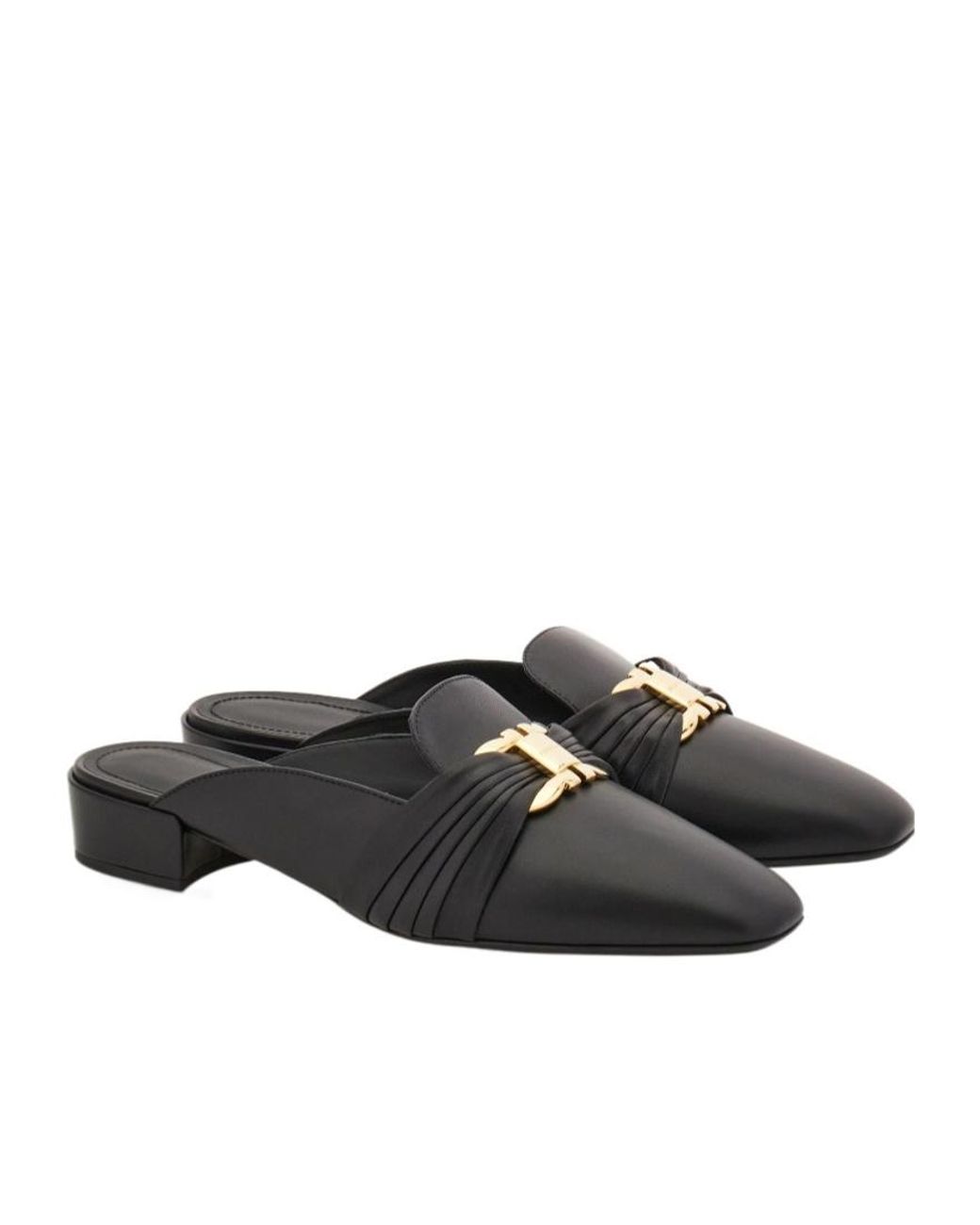 Ferragamo Black Gancini Ornament Mule