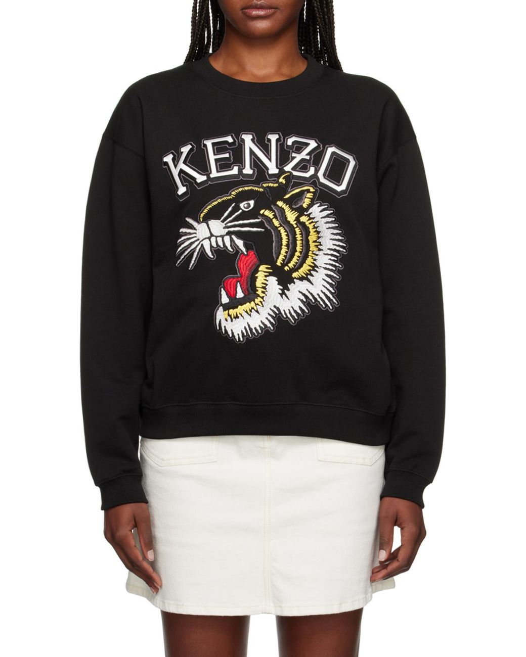 KENZO Black Varsity Jungle Embroidered Crewneck Sweatshirt