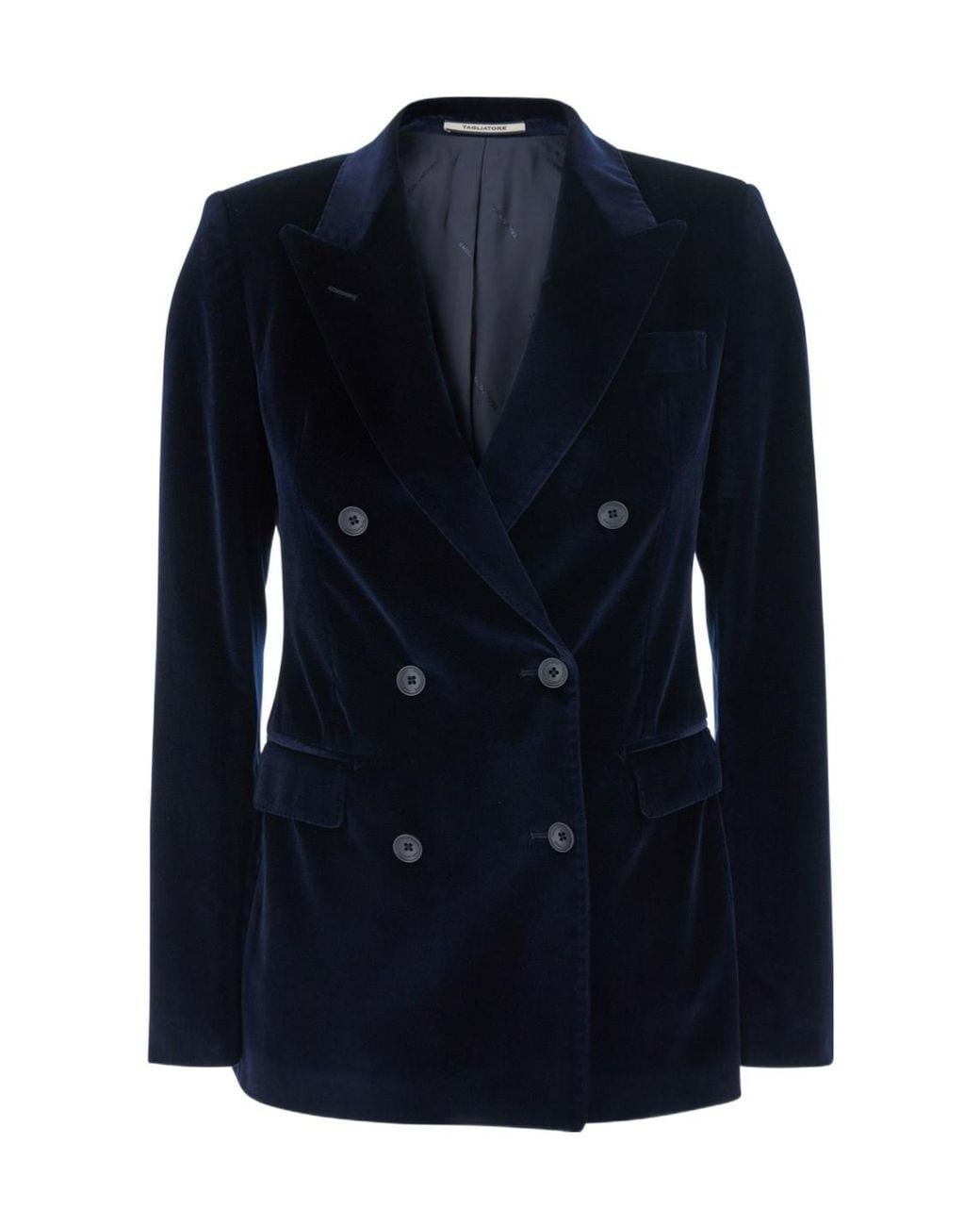 Tagliatore Blue Parigi Double-Breasted Velvet Blazer