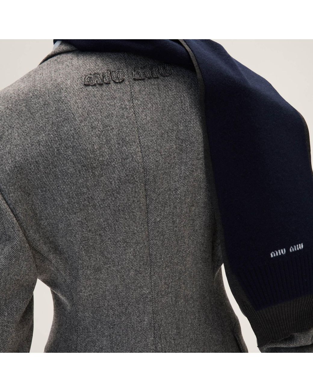 Miu Miu Gray Single-Breasted Double Wool Jacket