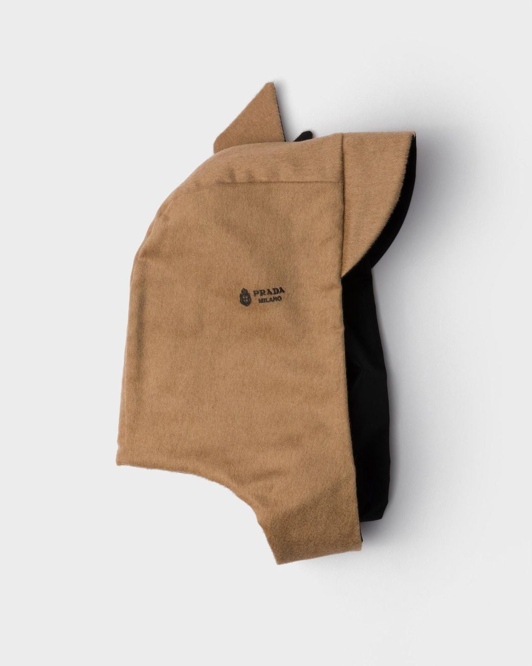 Prada Black Reversible Re-Nylon And Camel-Hair Hooded Scarf