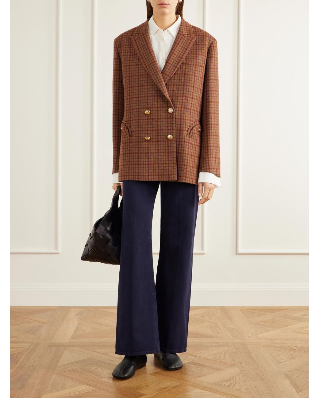 Blazé Milano Brown Classic Checkered Double- Blazer