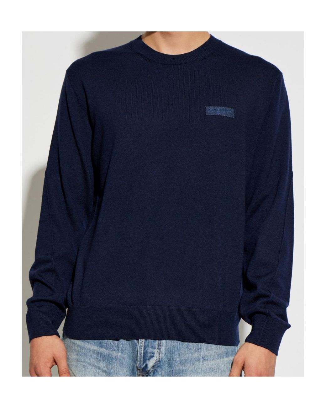Givenchy Blue Logo Patch Knitted Jumper for men