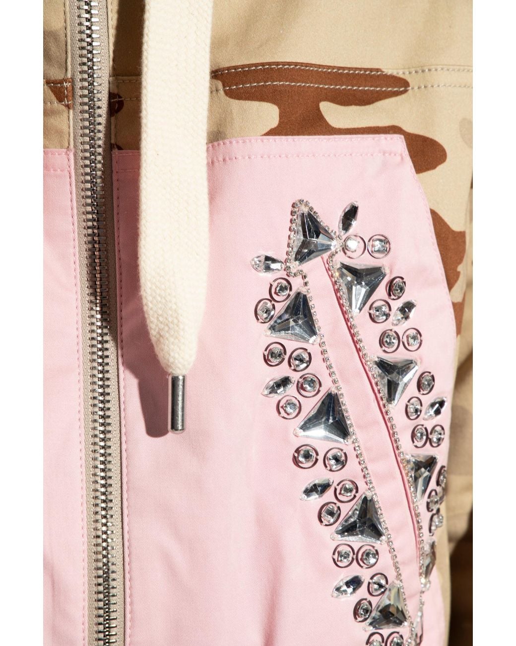 DSquared² Pink Camouflage-Printed Drawstring Hooded Jacket