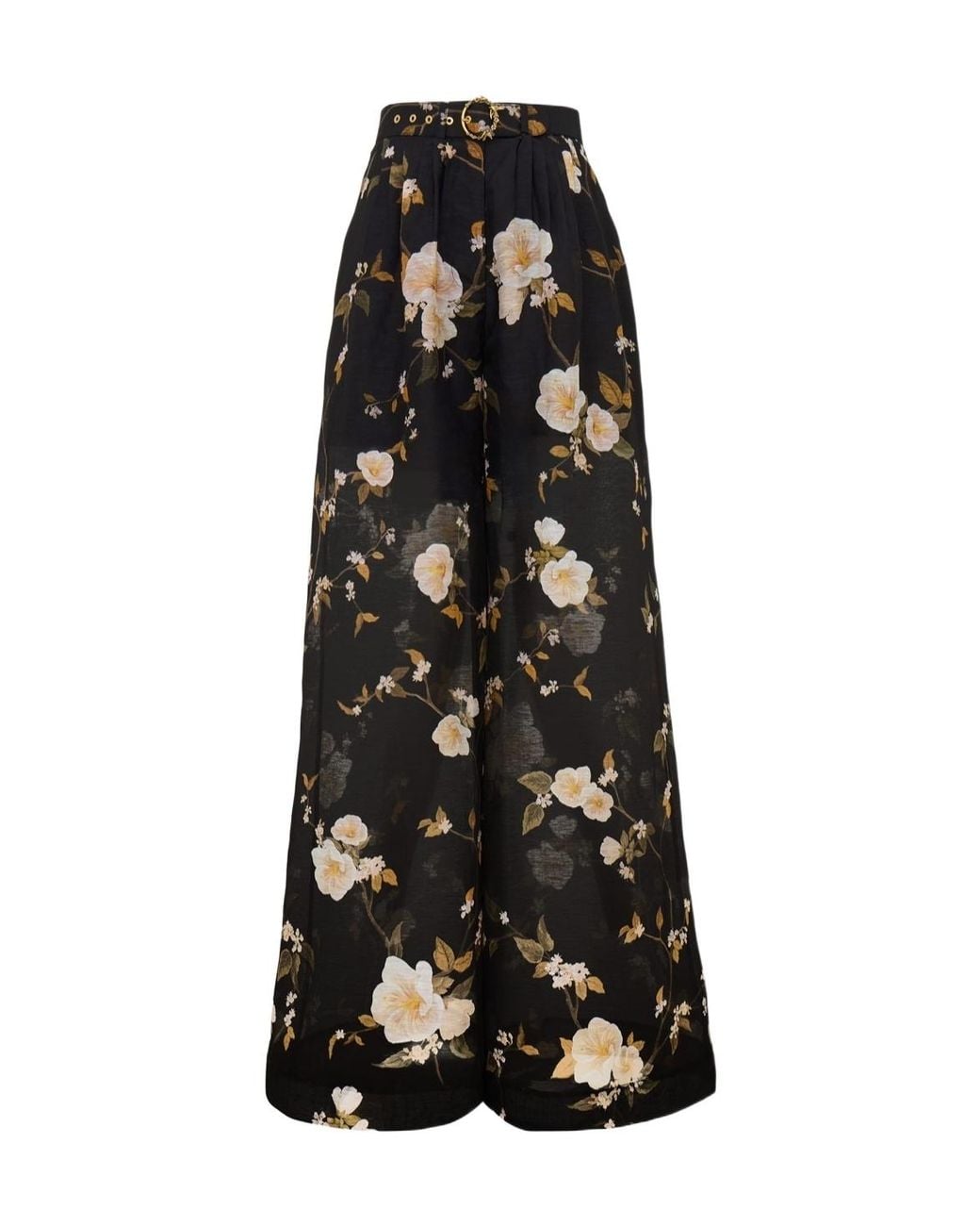 Zimmermann Black Floral Wide-Leg Pants