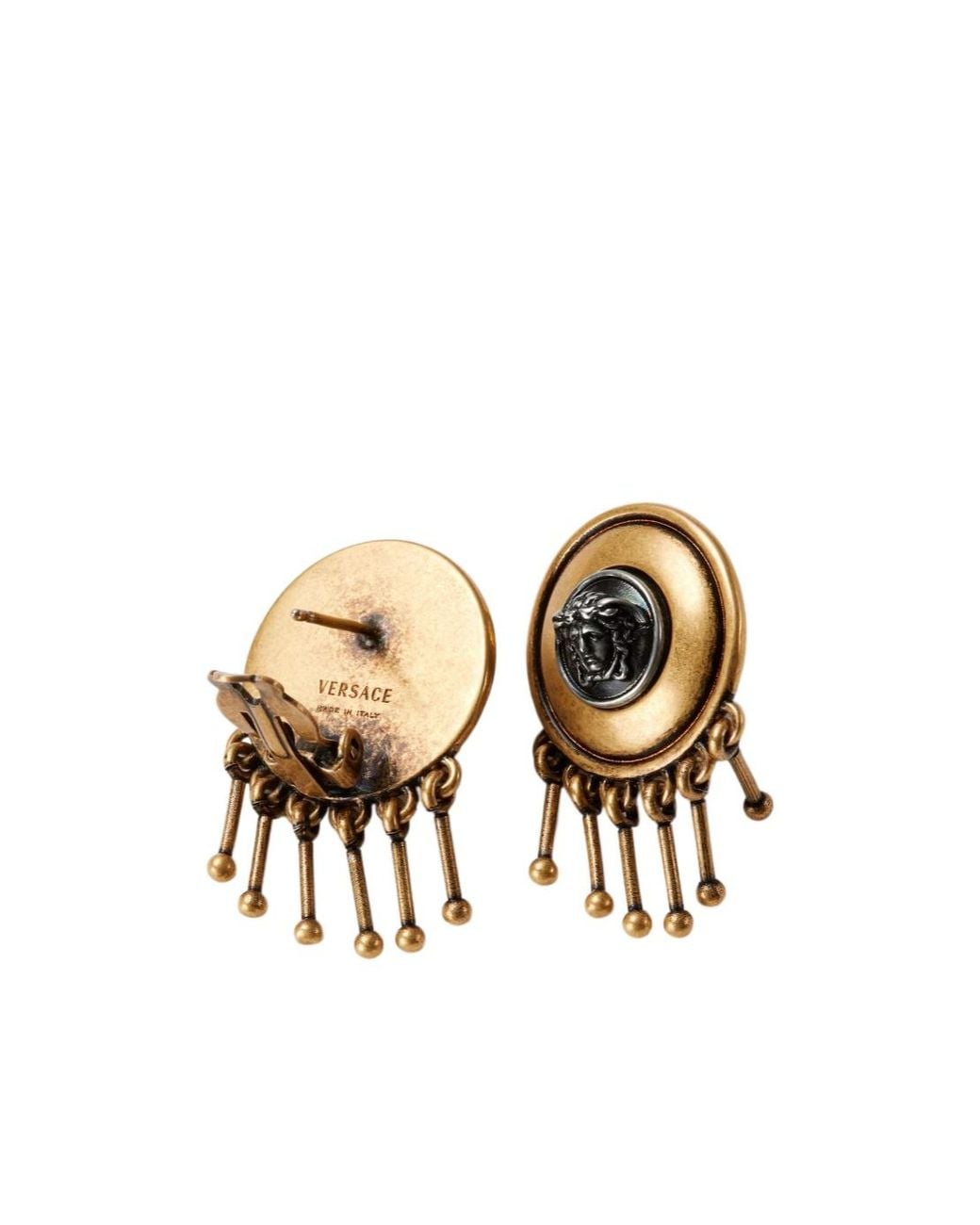 Versace Metallic Medusa Clip-On Drop Earrings