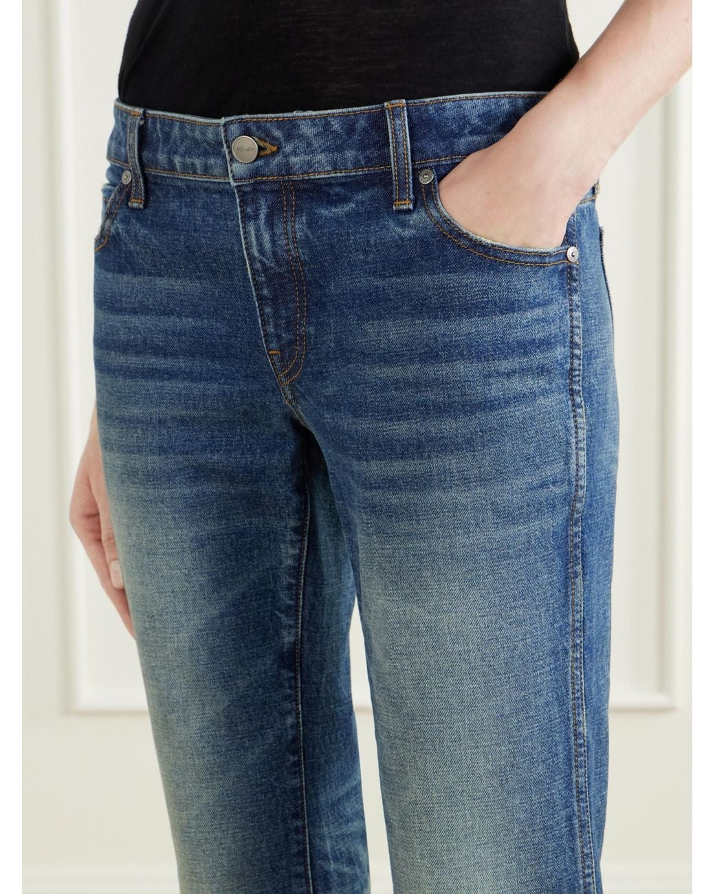 Khaite Blue Mid-Rise Straight-Leg Jeans