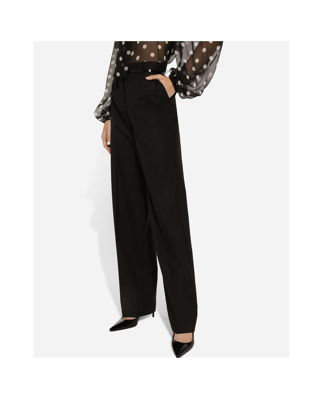 Dolce & Gabbana Black Wool Straight-Leg Trousers