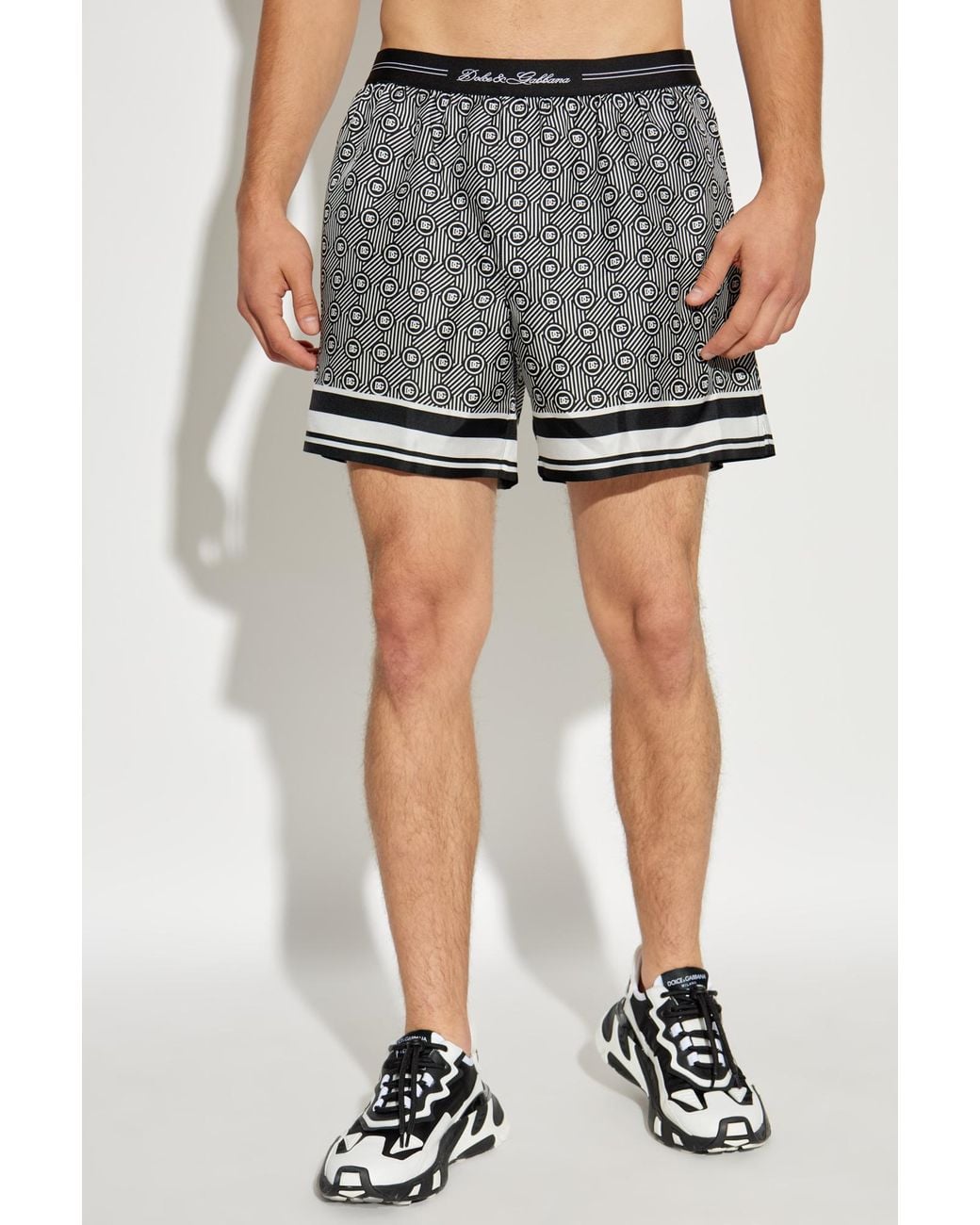 Dolce & Gabbana Gray Silk Shorts for men