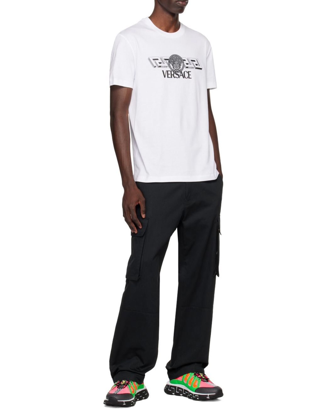Versace White Logo-Print T-Shirt for men