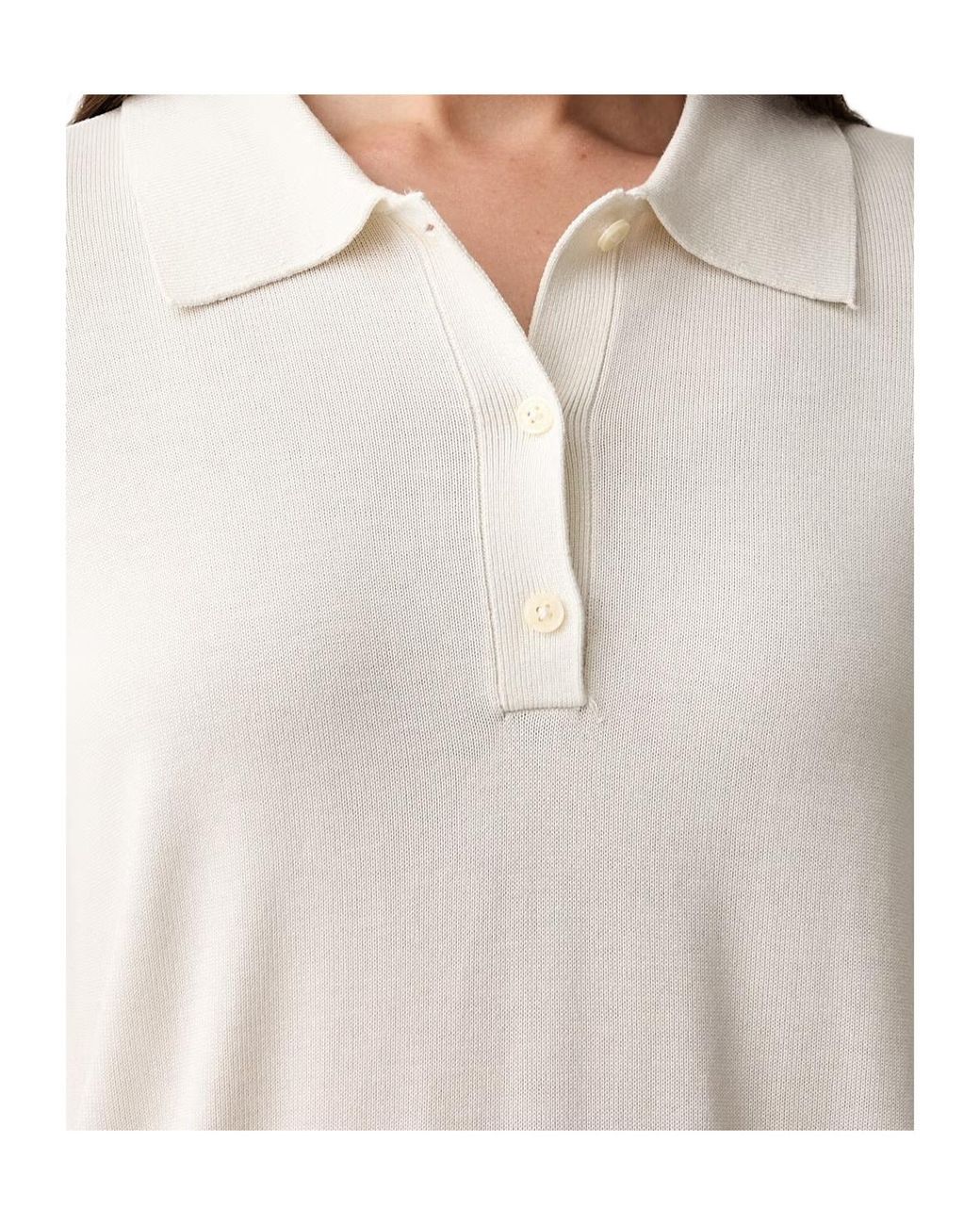 Calvin Klein Natural Fine Gauge Short-Sleeve Polo Top