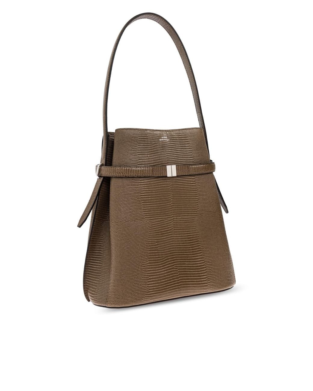 Totême Brown Totême Belted Embossed Bucket Bag