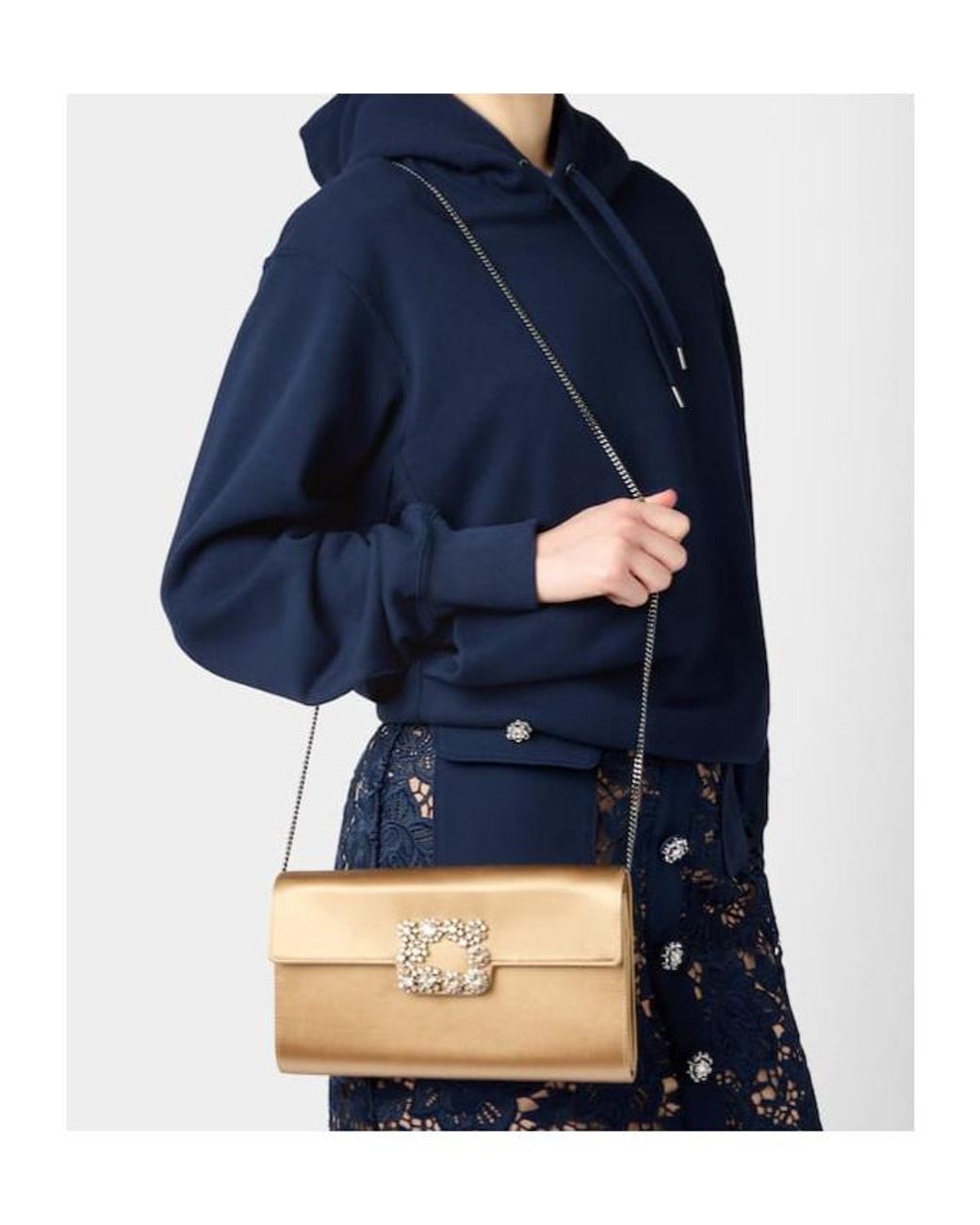 Roger Vivier Natural Efflorescence Embellished Satin Clutch Bag