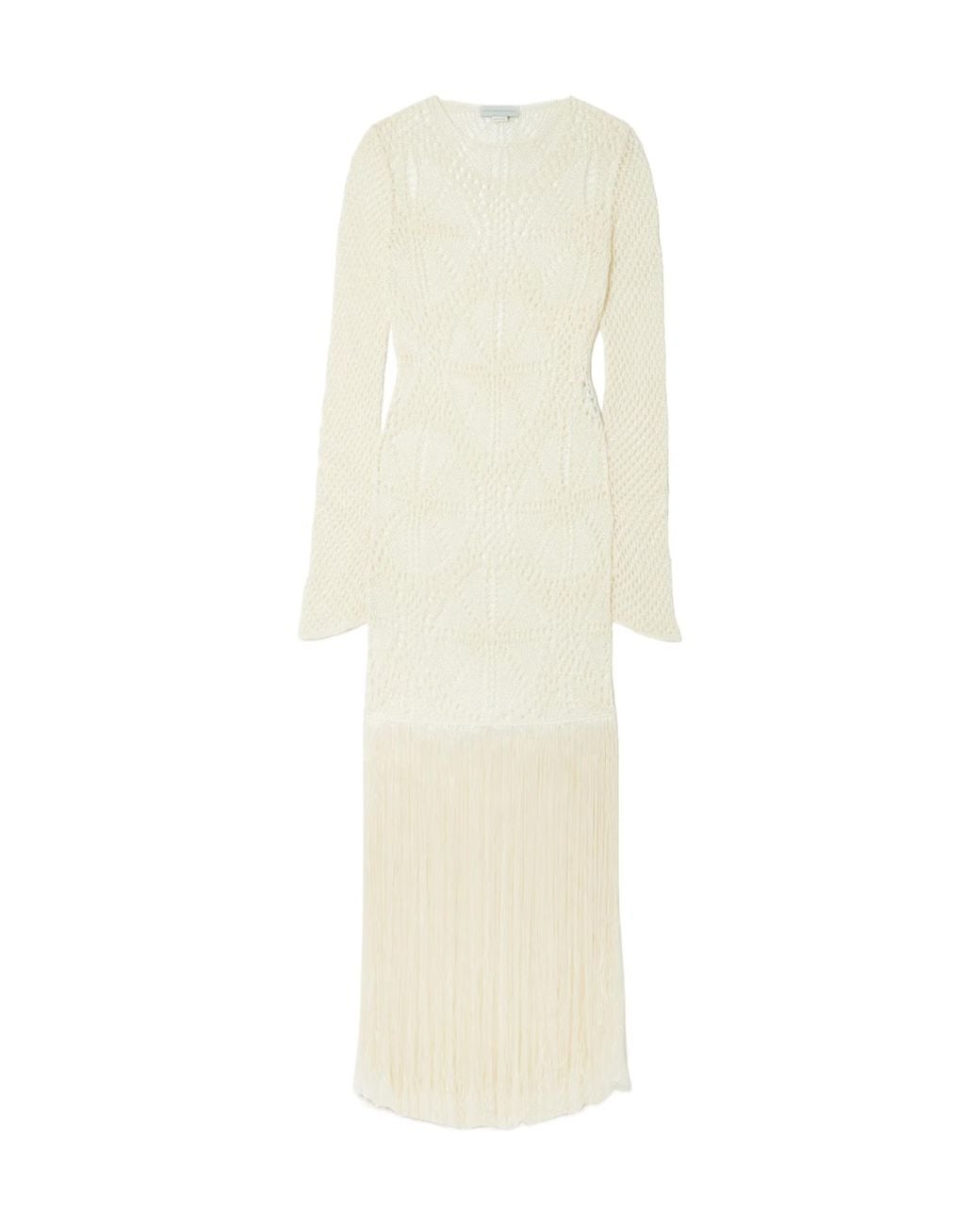 Stella McCartney White Fringed Openwork Dress