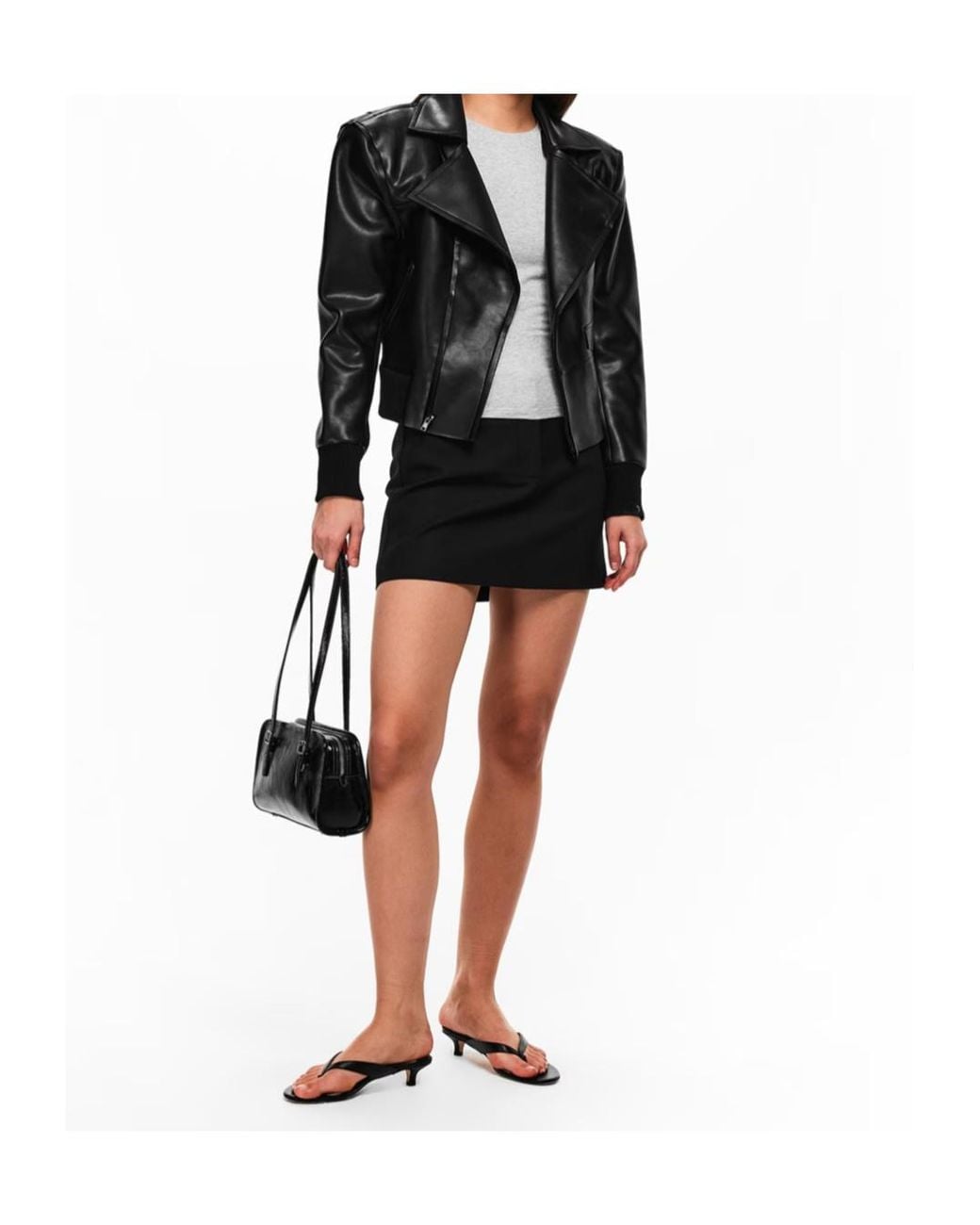 Norma Kamali Black Mini Moto Bomber Jacket