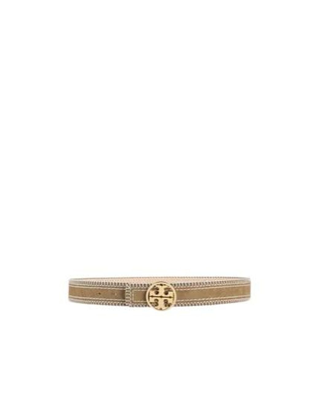 Tory Burch White Two-Tone Suede Belt