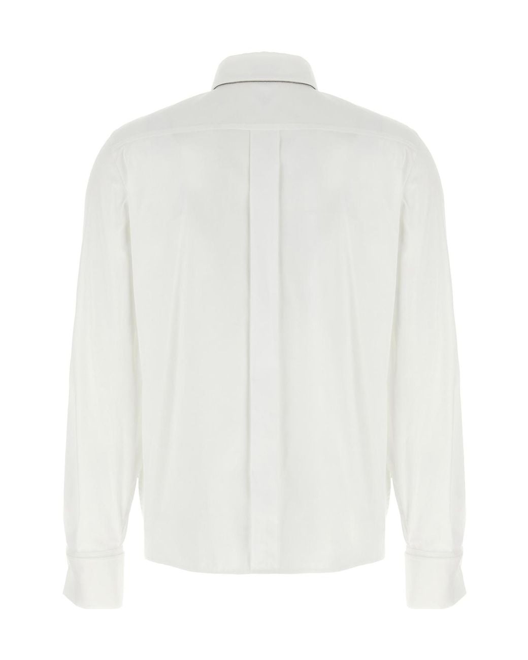 Brunello Cucinelli White Monile-Detailed Long-Sleeved Shirt