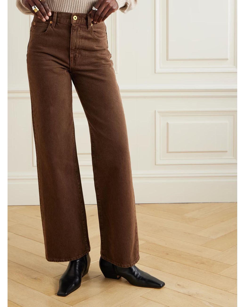 SLVRLAKE Denim Brown Grace High-Waisted Wide-Leg Jeans