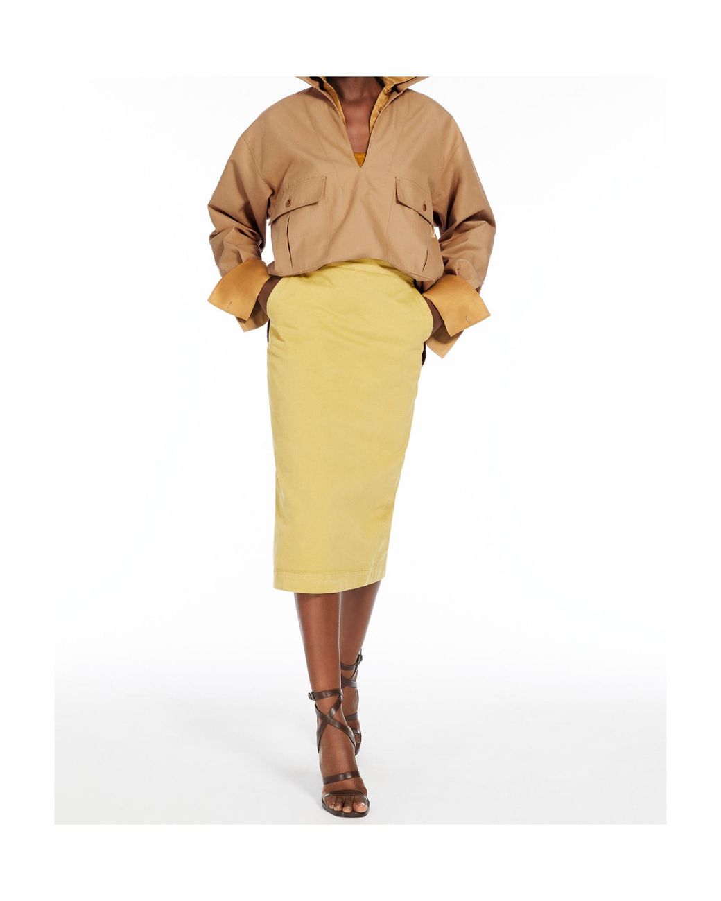 Max Mara Natural V-Neck Long-Sleeved Top