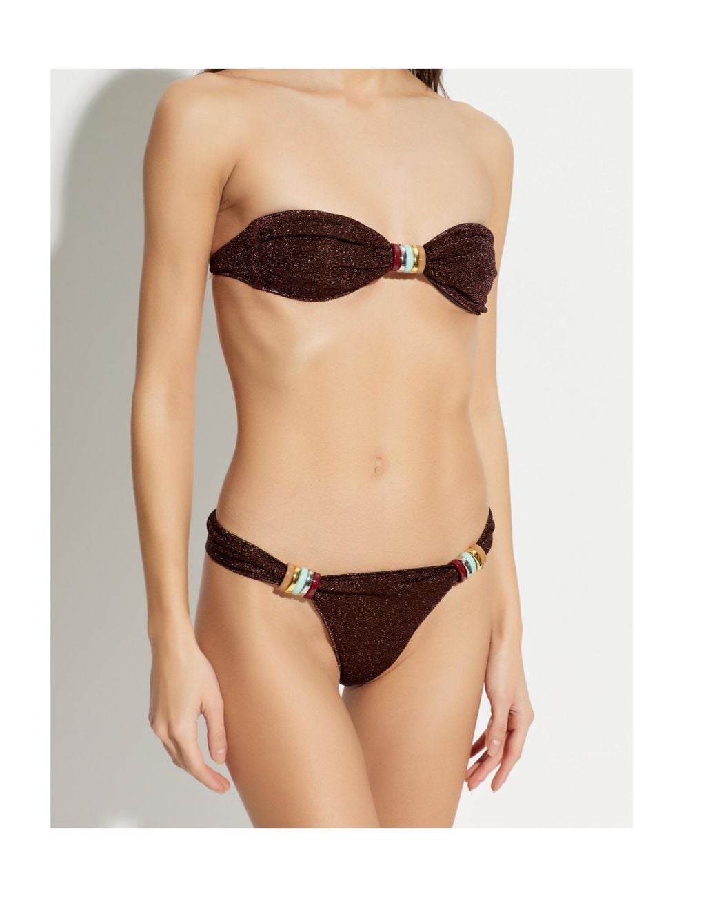 Oseree Brown Glitter Embellished Beachwear