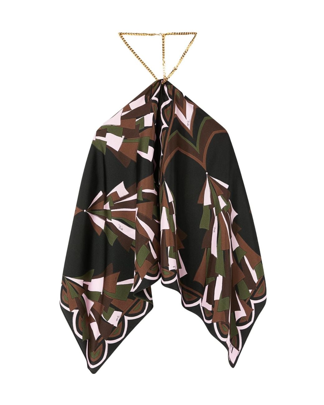Emilio Pucci Black Pucci Baiadera Halter Handkerchief Top