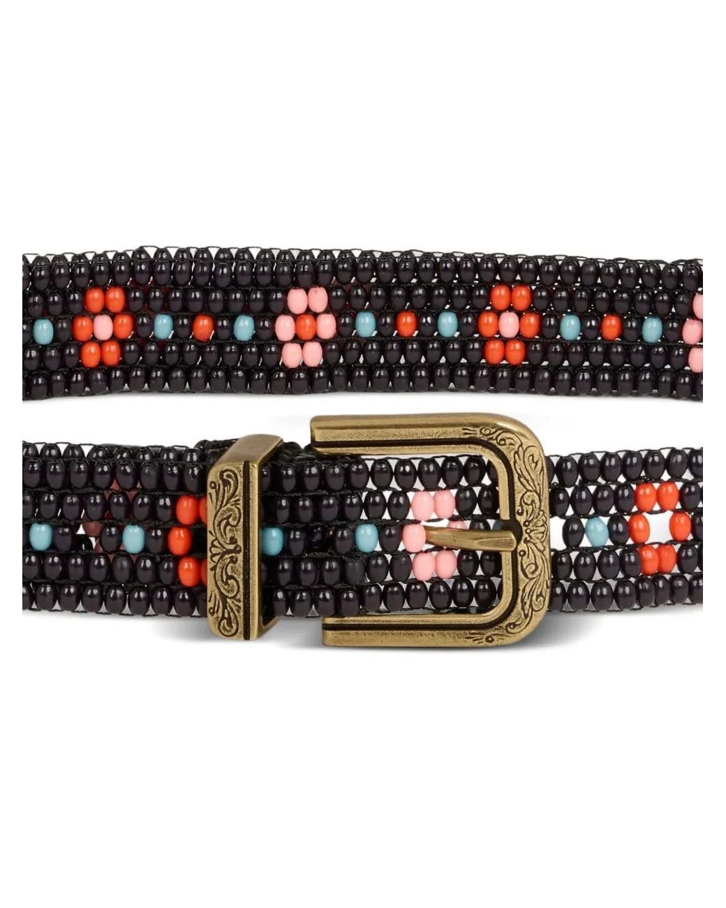 Etro White Belt With Beads And Floral Motif